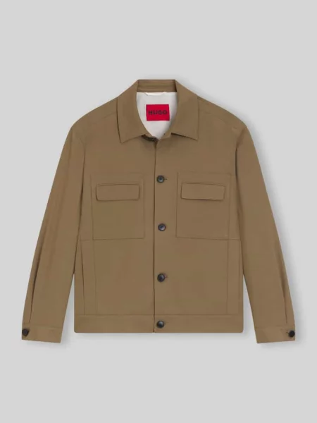 Kurtka koszulowa o kroju slim fit ze splotu twill model Hugo beżowa