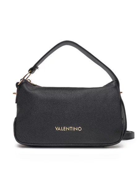 Lniana torebka hobo Valentino czarna