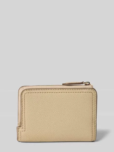 Portfel z naturalnej skóry bydlęcej model ‘LANAH SMALL WALLET’ Boss beżowy