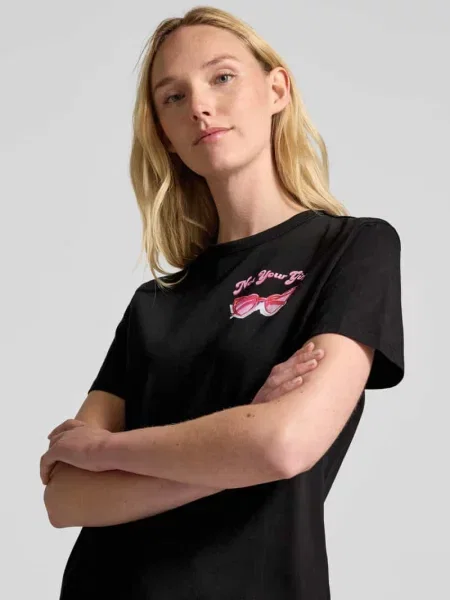 T-shirt z okrągłym dekoltem model ‘Damacia’ Hugo czarna
