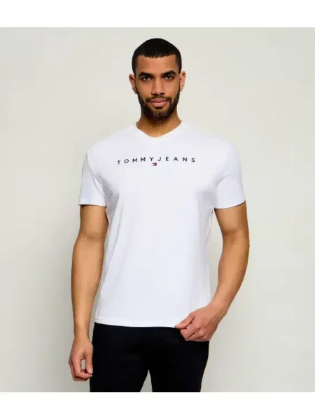 Tommy Jeans Tricou Linear Logo alb