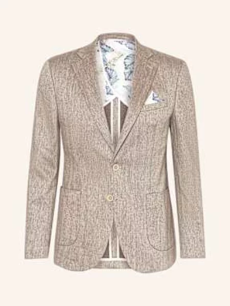 Paul Oblekové Sako Extra Slim Fit Ze Lnu brown hnědé