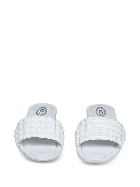 Sandale Tod's din piele cu tepi alb
