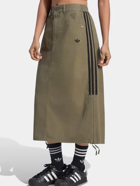 Adidas Originals suknja od pamuka Parachute zelena