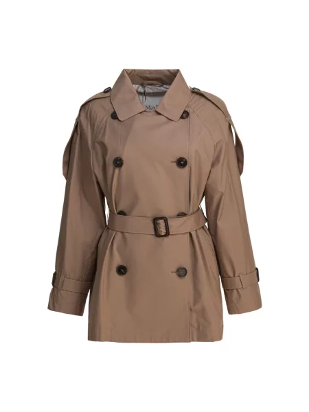 Płaszcz przeciwdeszczowy Max Mara elegancki wodoszczelny brązowy