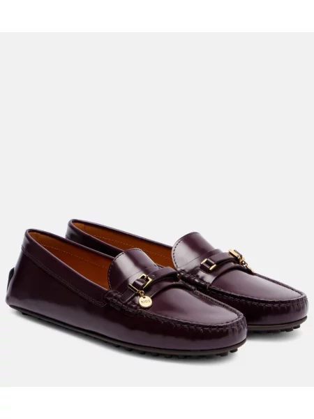 Pantofi loafer Tod's din piele bordo