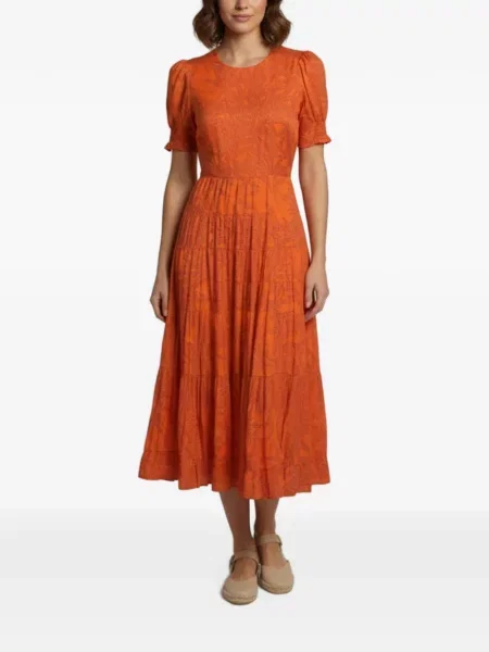 Rochie midi Dvf Diane Von Furstenberg cu imagine cu imprimeu geometric portocaliu