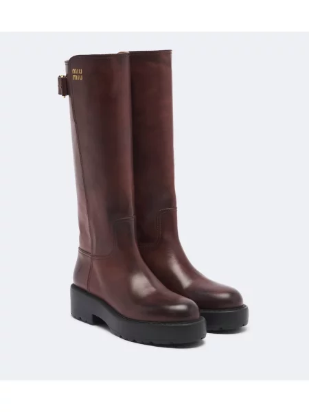 Cizme Miu Miu din piele maro