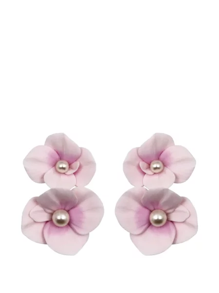 Cercei Jennifer Behr cu model floral roz
