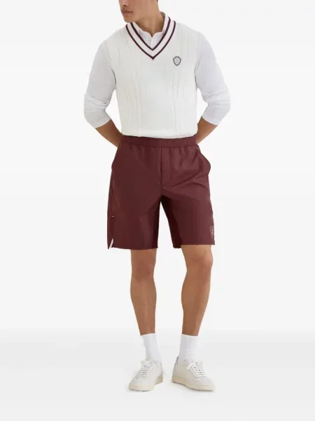 Lung tricou polo Brunello Cucinelli alb