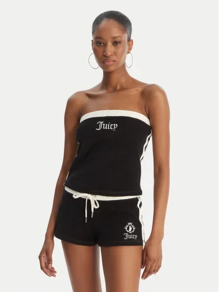 Top Juicy Couture z naszywkami frotte czarny