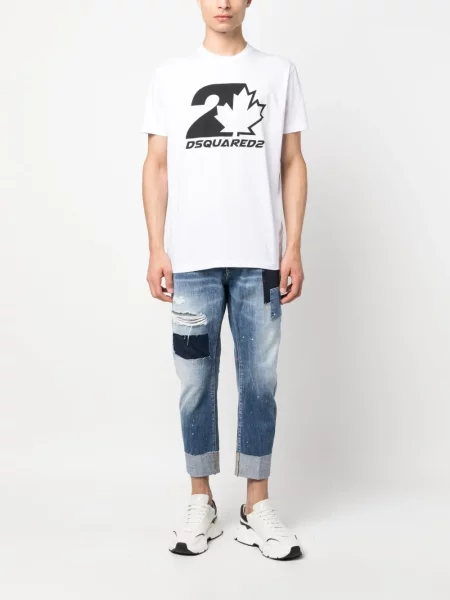 Raštuotas marškinėliai Dsquared2 balta