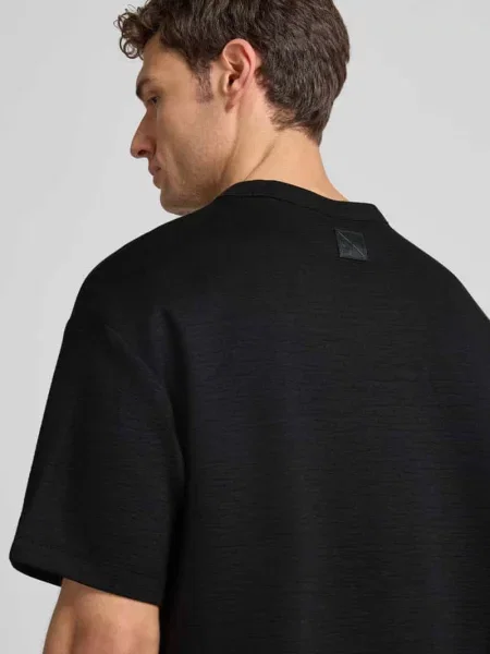 T-shirt z okrągłym dekoltem model ‘CRINKLE CREPE SPACER’ Ck Calvin Klein czarna