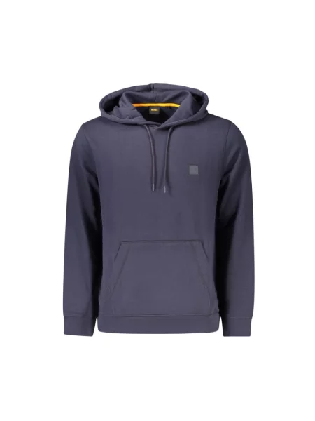 BOSS Orange bluza granatowy z kapturem gładka niebieska