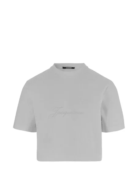 Cropp tricou Jacquemus cu broderie gri