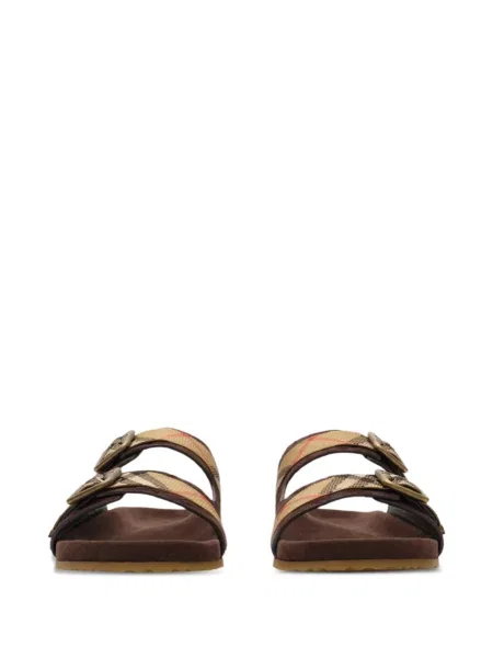 Sandale Burberry din piele de căprioară în carouri maro