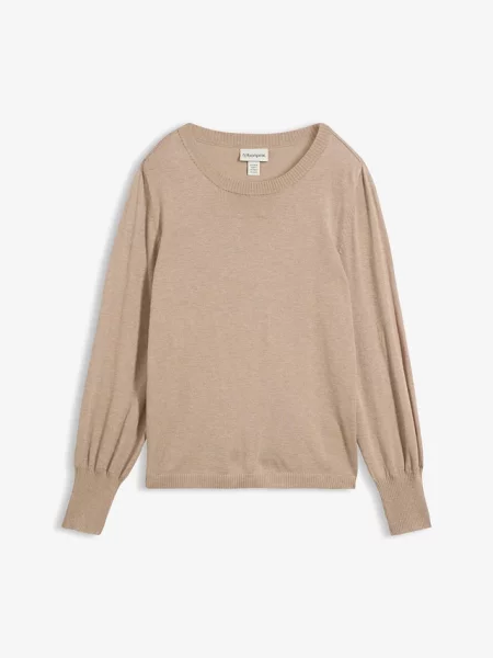 Sweter z balonowymi rękawami beżowy