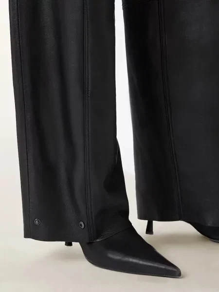 Кожаные брюки Allsaints с высокой посадкой черные