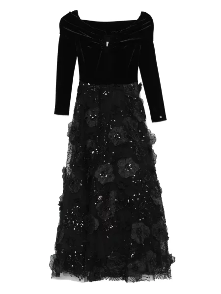 Rochie Nissa cu model floral de costum negru