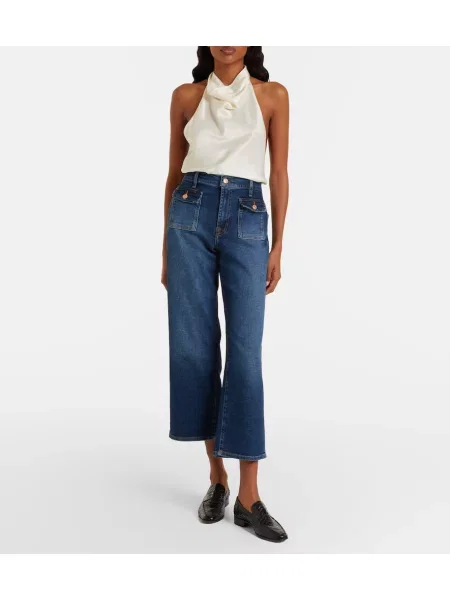 Obrezano ravne kavbojke 7 For All Mankind modra