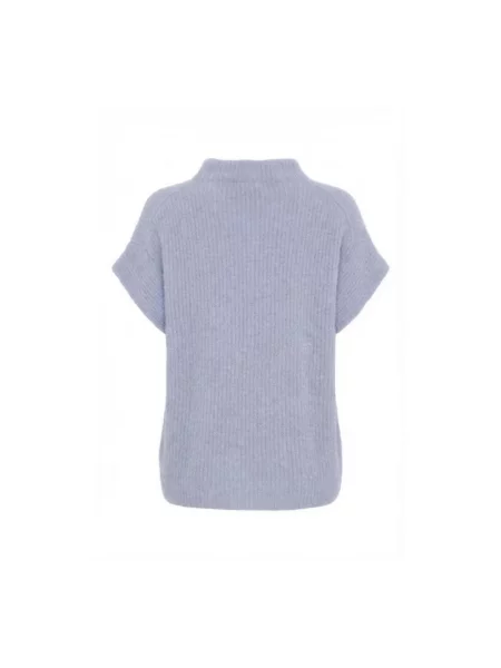 Sweter Btfcph z kaszmiru z okrągłym dekoltem niebieski