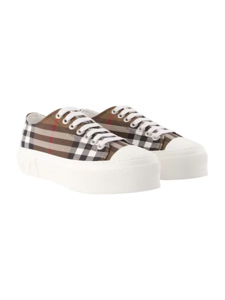 Sneakersy Burberry w kratę brązowe