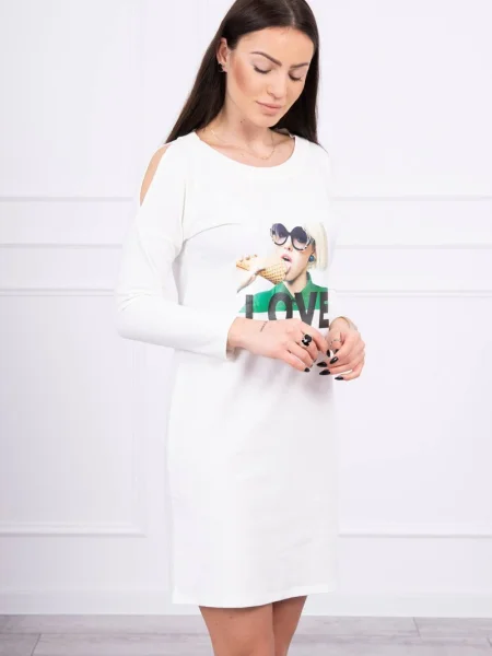 Rochie Kesi cu imagine de costum alb