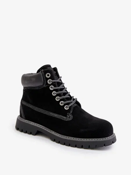Botine Big Star Shoes din piele de căprioară negru
