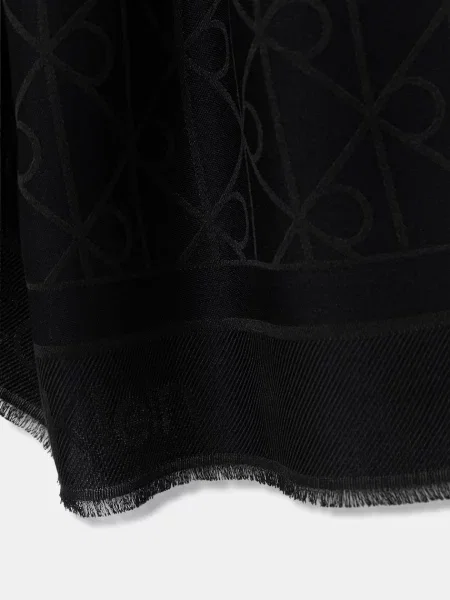 Fular Calvin Klein Emblem Aop Glossy Tonal Scarf negru