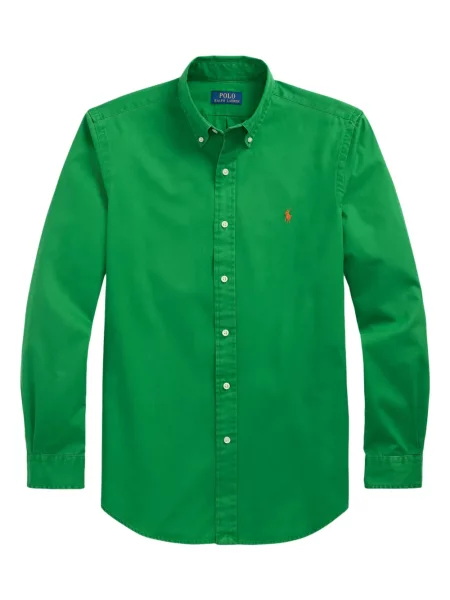 Tricou Polo Ralph Lauren din piele cu broderie în carouri maro