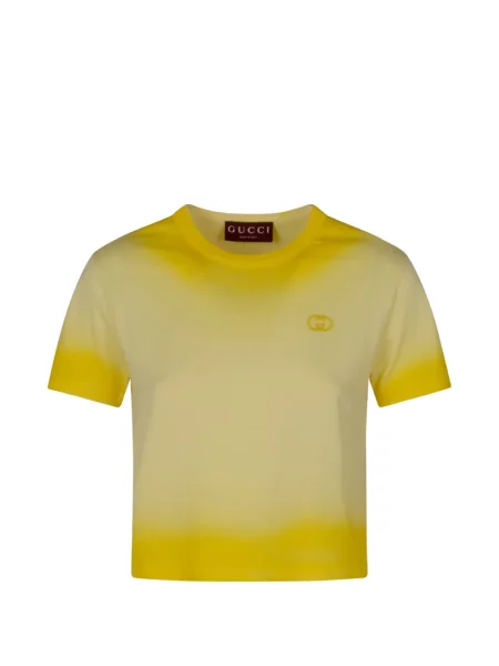 Tricou Gucci cu broderie galben