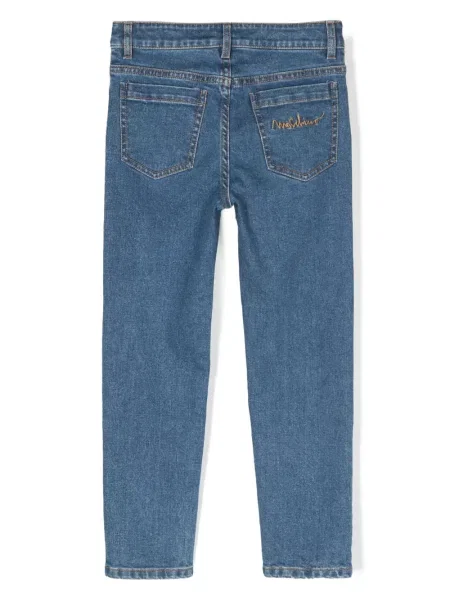 Jeansy straight leg dziecięce Moschino niebieskie