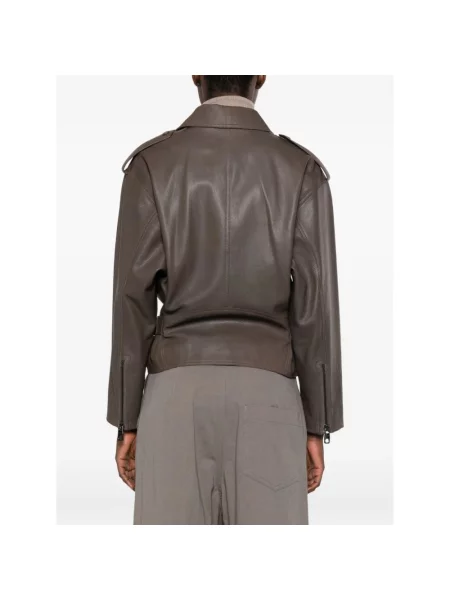 Kurtka skórzana Emporio Armani brązowa