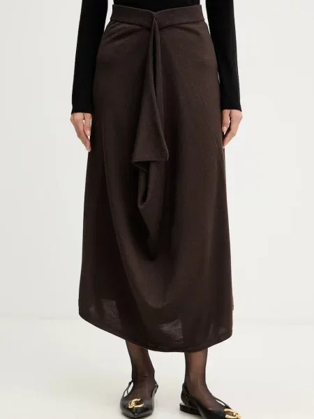 Liviana Conti fustă de lână midi drept maro