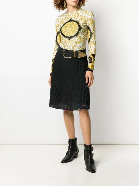 Plisované plisované sukně Versace Pre-owned černé