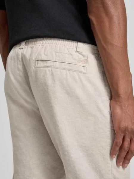 Spodnie z lnu w kroju regular fit z mieszanki lnu model SANDERSON' Boss Orange beżowe
