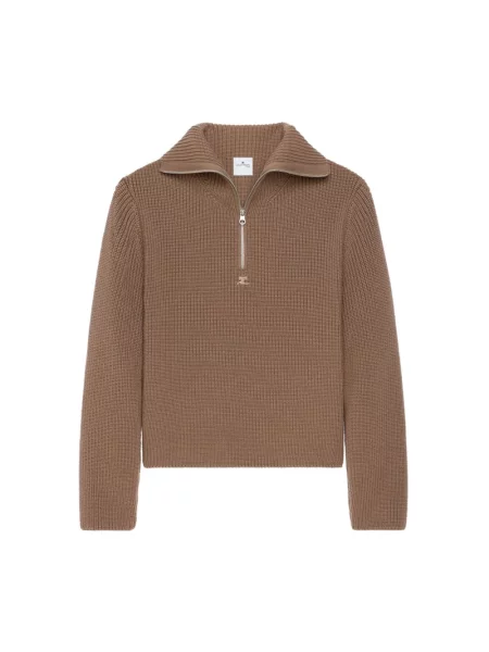 Lniany golf Courreges brązowy