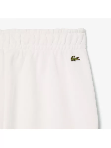 Lacoste Spodnie Dresowe Z Polaru Kremowe białe
