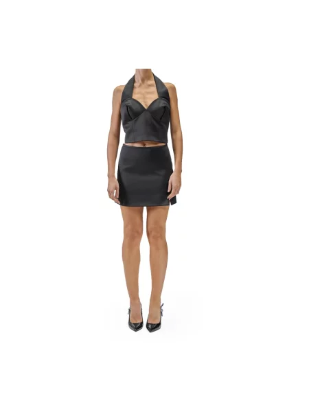 Satynowy top Marc Jacobs z dekoltem halter czarny