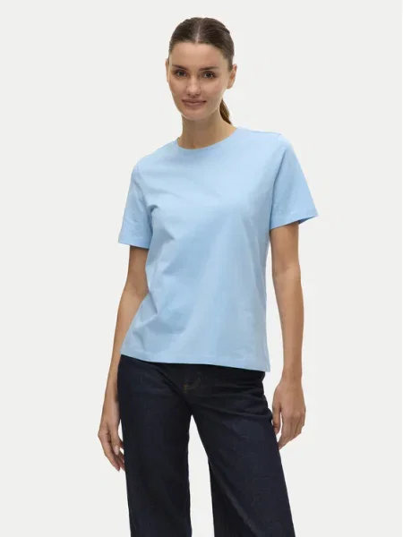 VERO MODA Tričko VMPAULINA svetlomodrá modrá