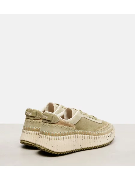Sneakerși Chloé Nama din piele de căprioară verde