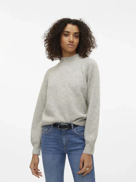VERO MODA Pulover Leaf deschis gri
