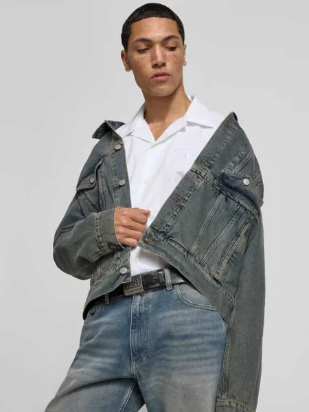 Kurtka jeansowa z listwą guzikową Mm6 Maison Margiela niebieska