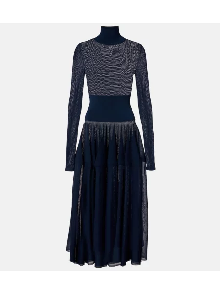 Rochie midi Alaïa transparente până la genunchi de costum albastru