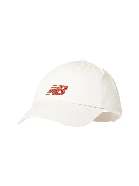 Czapka z daszkiem New Balance 6 Panel Chain Stitch Logo biało-kremowa biała
