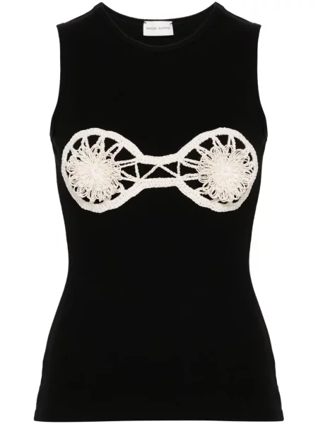 Podkoszulka Magda Butrym w kwiatki prążkowana czarna