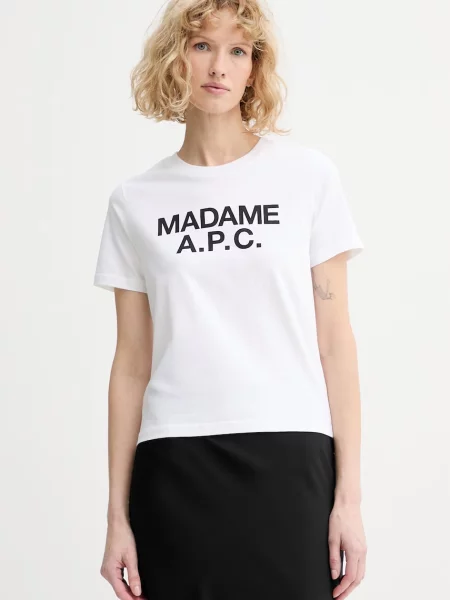 A.P.C. tricou din T-SHIRT CROP MANCHE COURTE MADAME APC alb