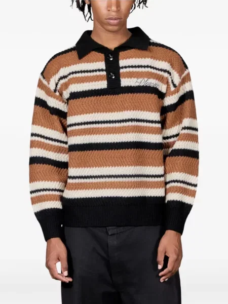 Ριγέ polo Pleasures καφέ