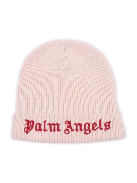 Czapka Palm Angels wełniana z logo różowa