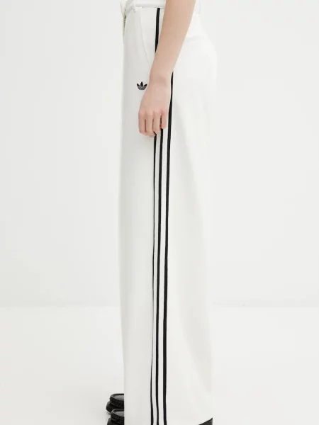 Adidas Originals pantaloni de trening Manager Pants bej lat high waist alb